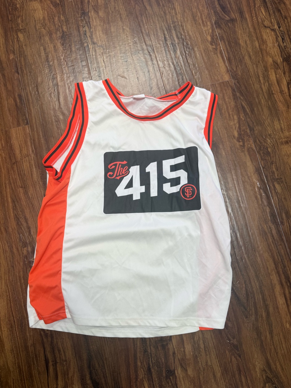 Source Unknown White and Orange 'The 415' Sleeveless Jersey